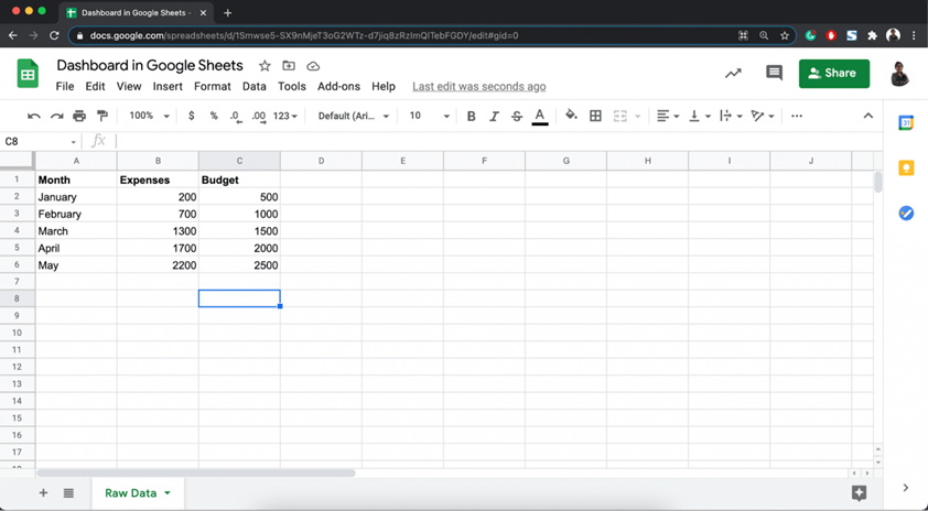 Open Google Sheets file