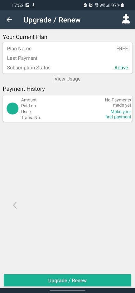 Review account details and tap Upgrade or Renew button