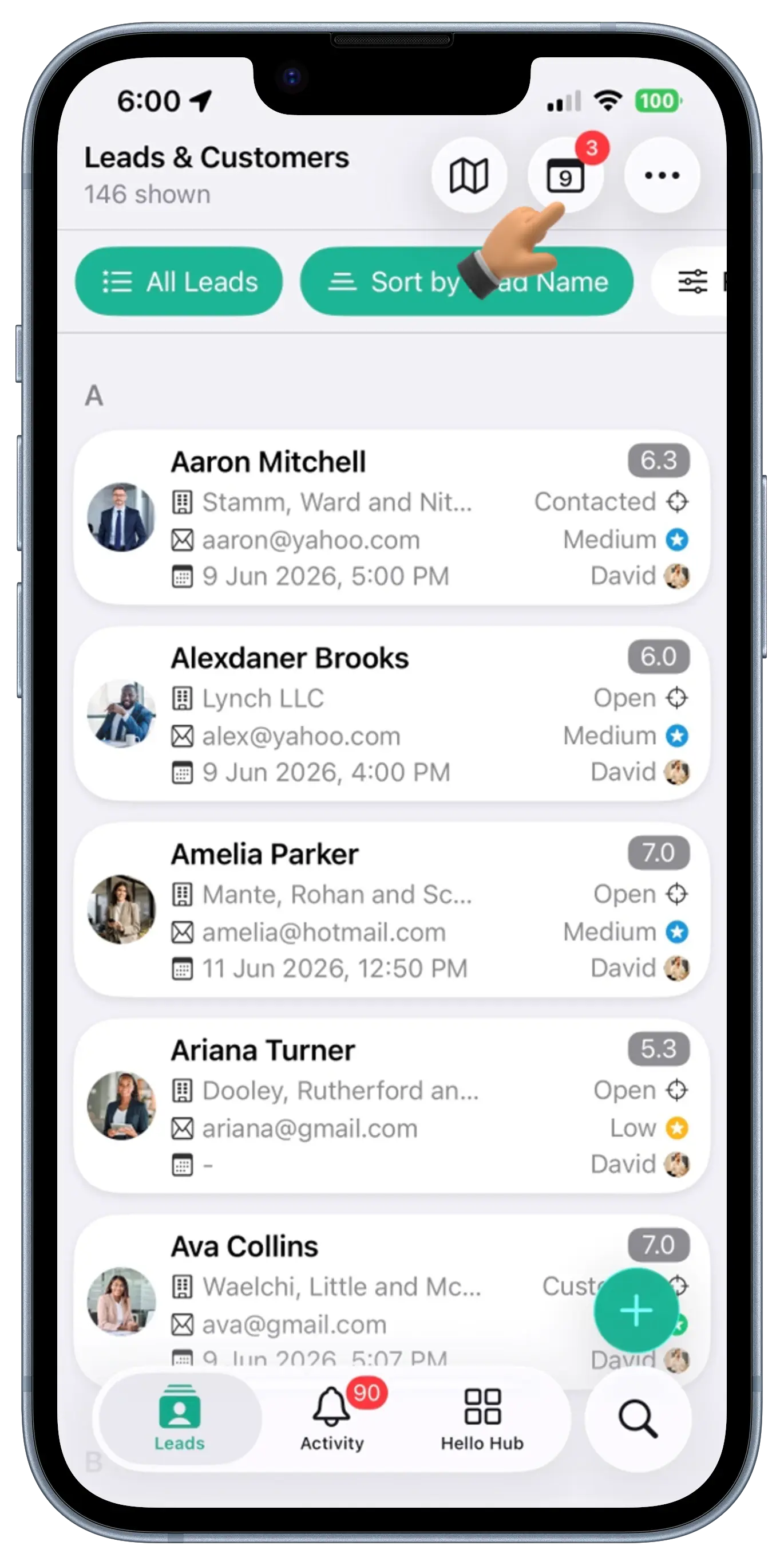 Leads Screen View 1