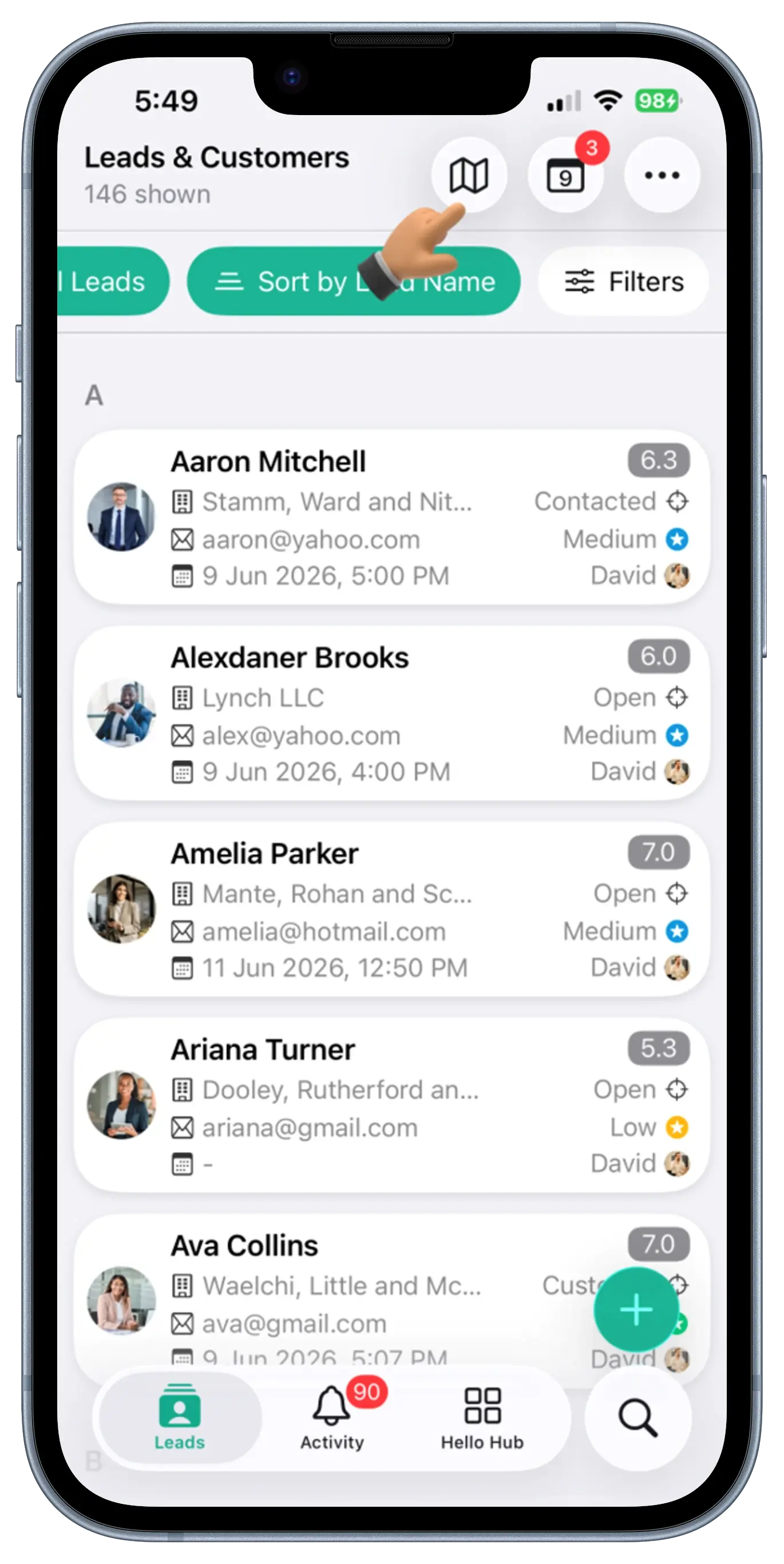 Leads Screen View 1