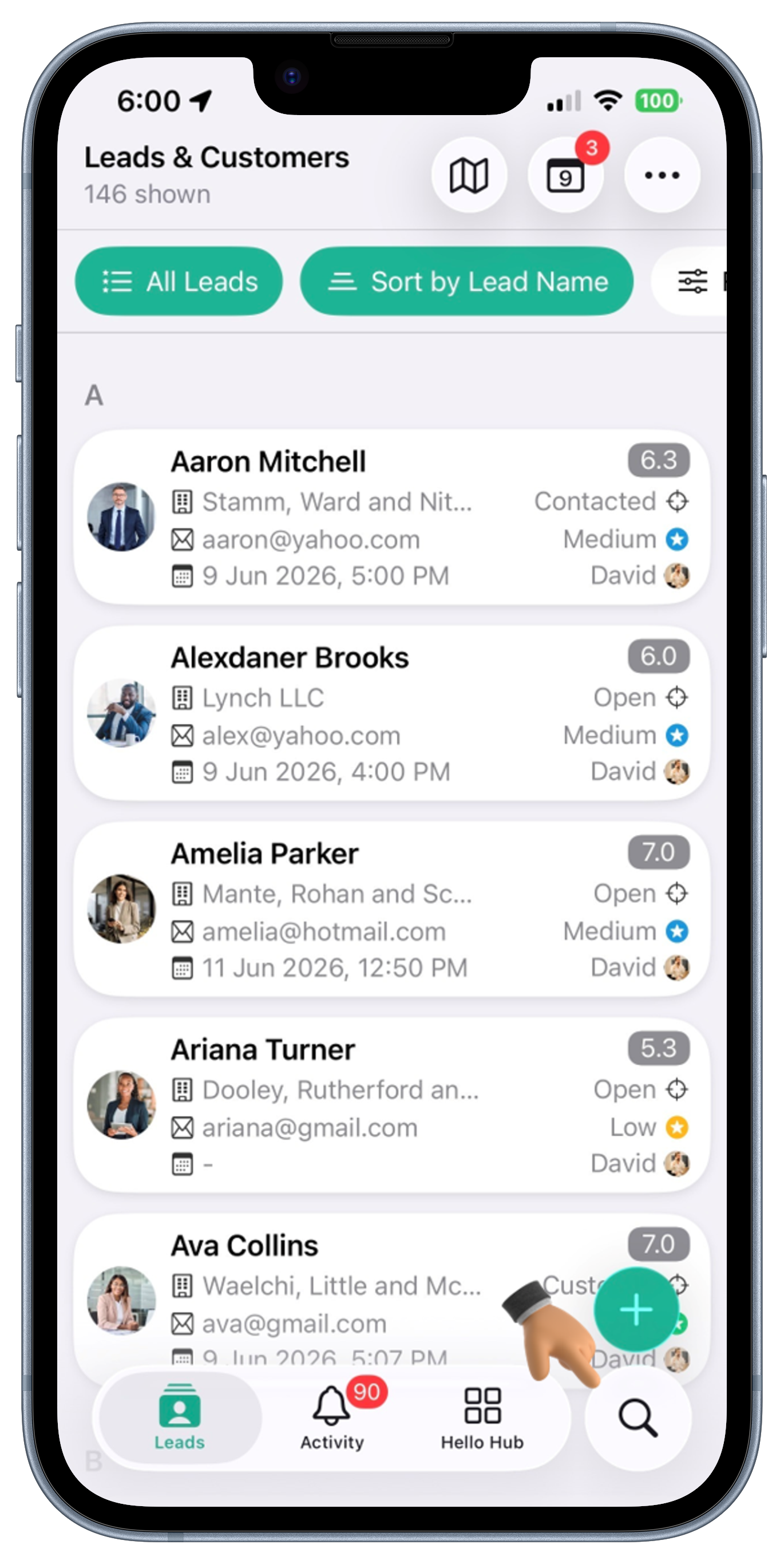 Leads Screen View 1