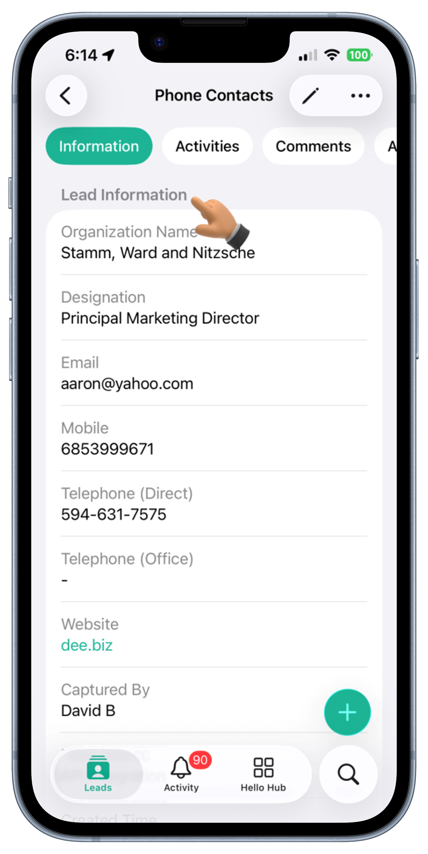 Leads Screen View 2
