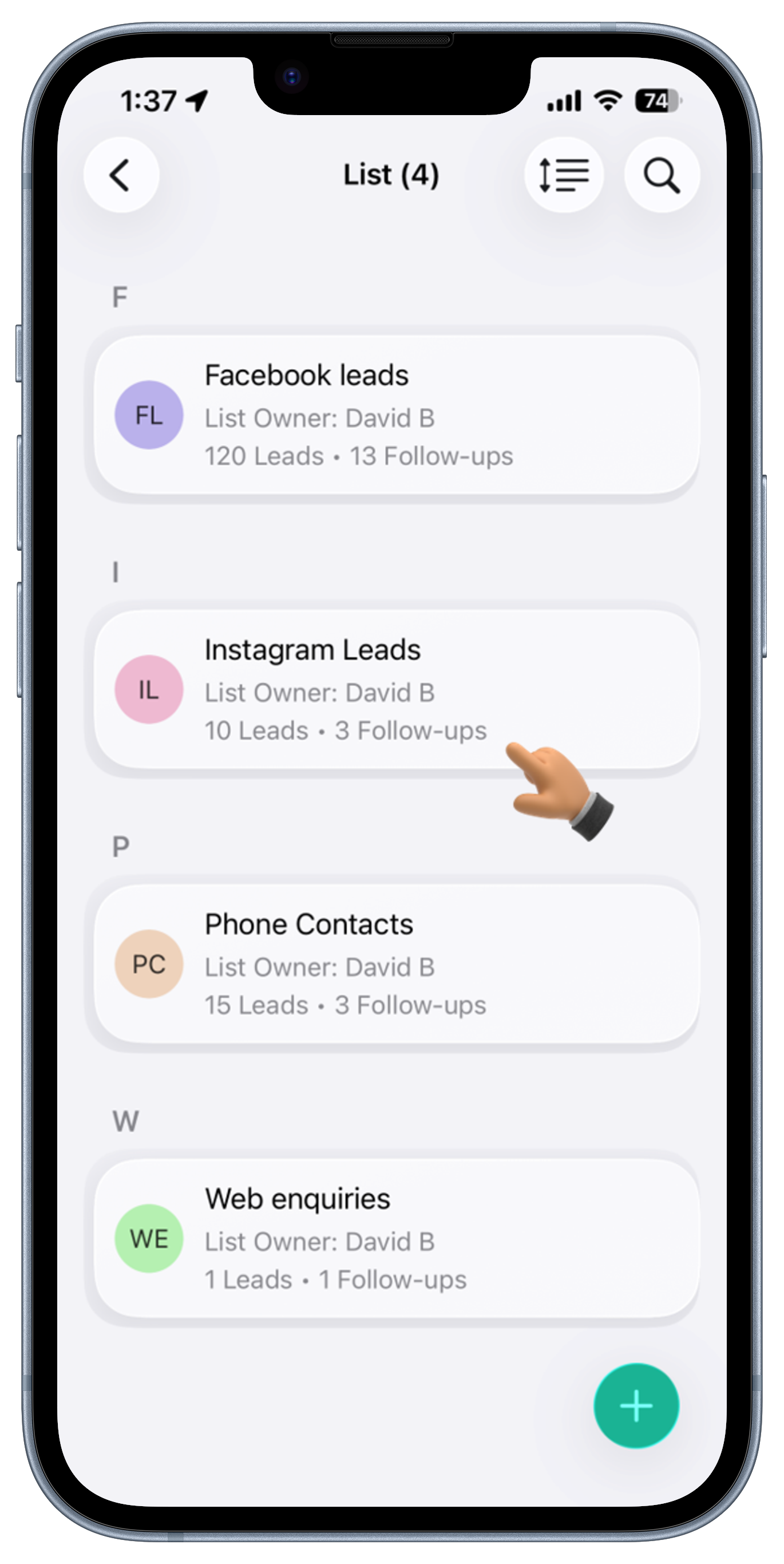 Leads Screen View 2