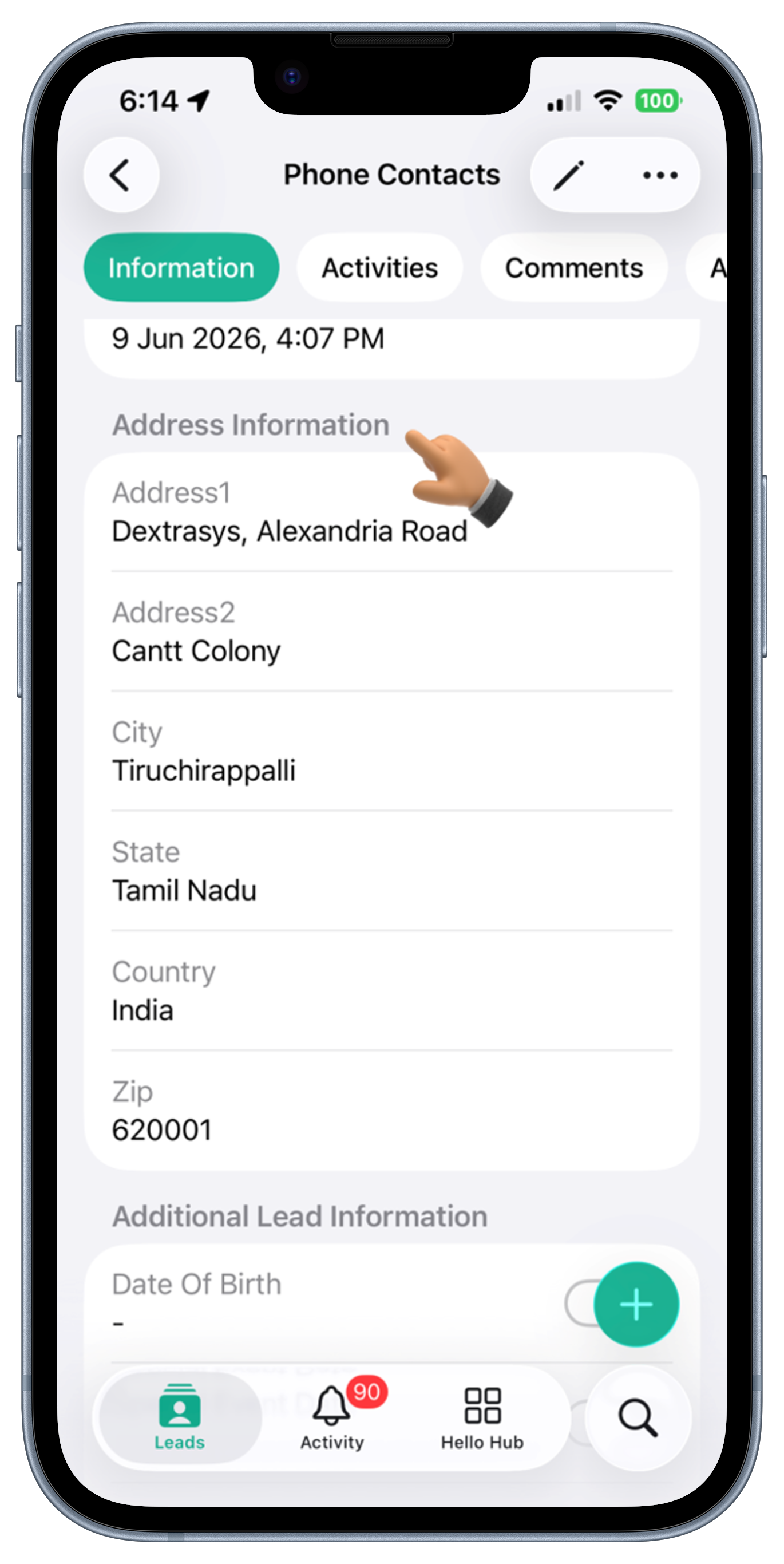 Leads Screen View 2