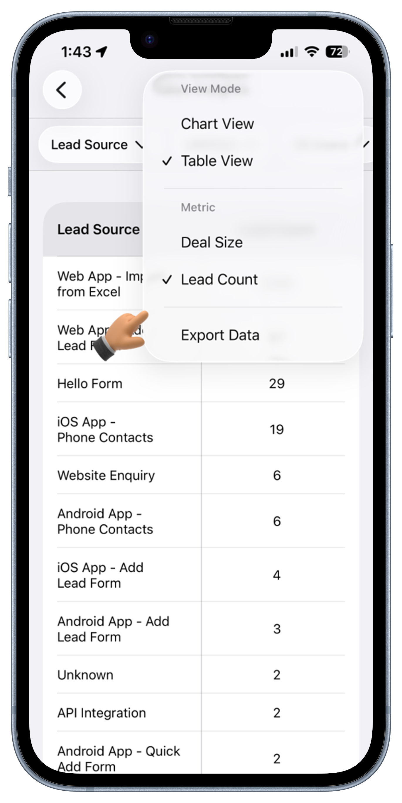 Leads Screen View 2