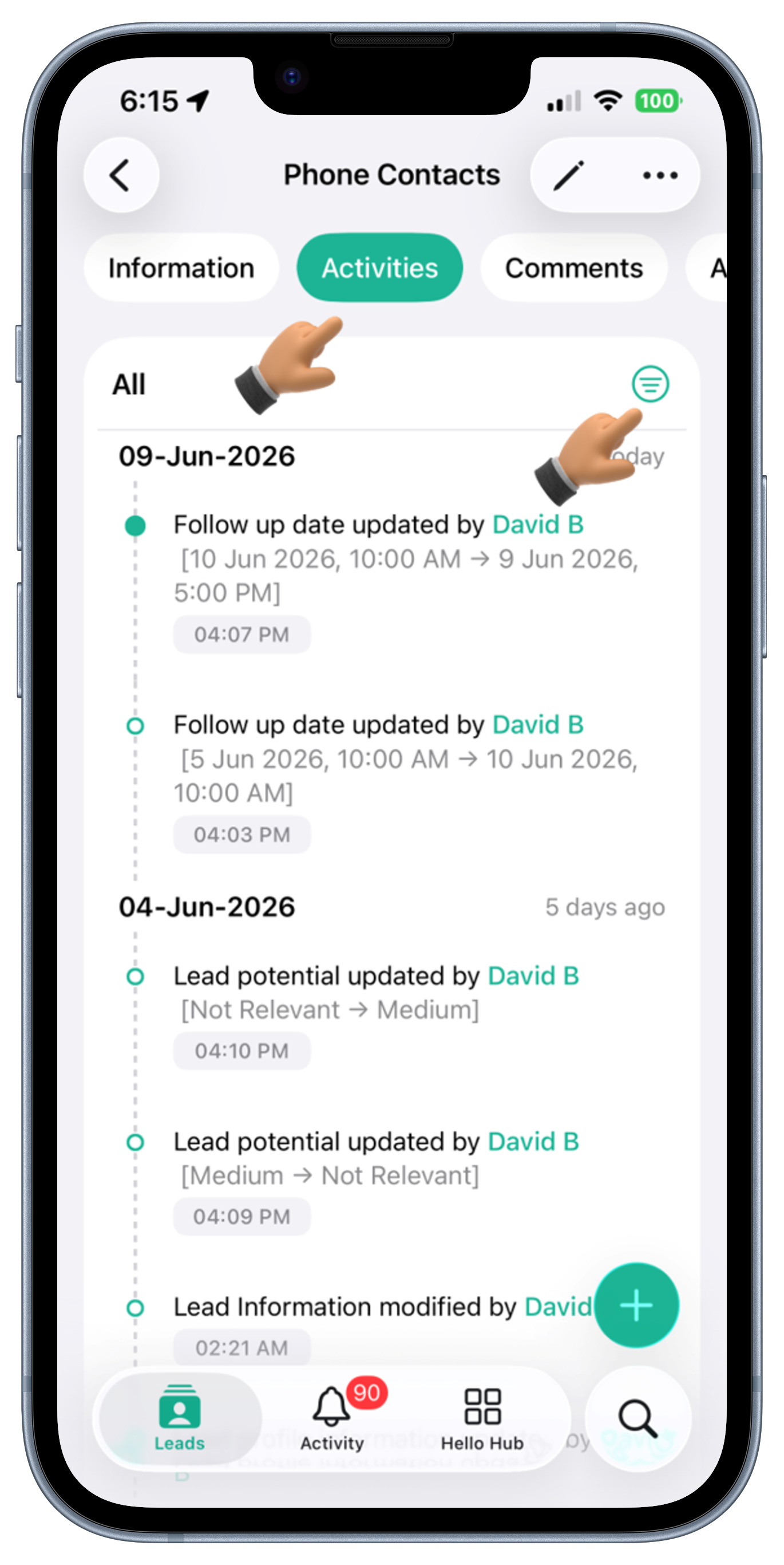 Leads Screen View 1