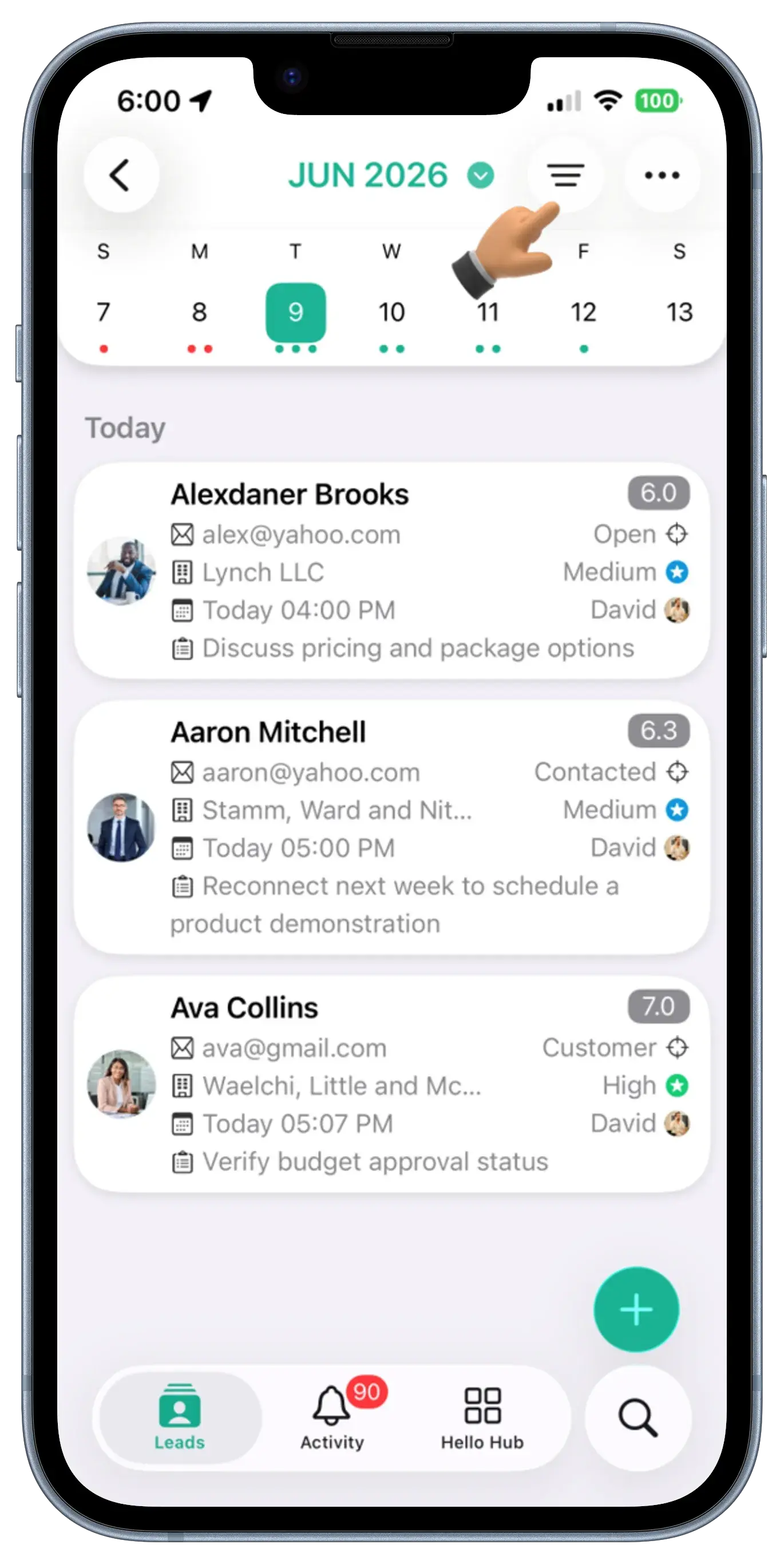 Leads Screen View 1