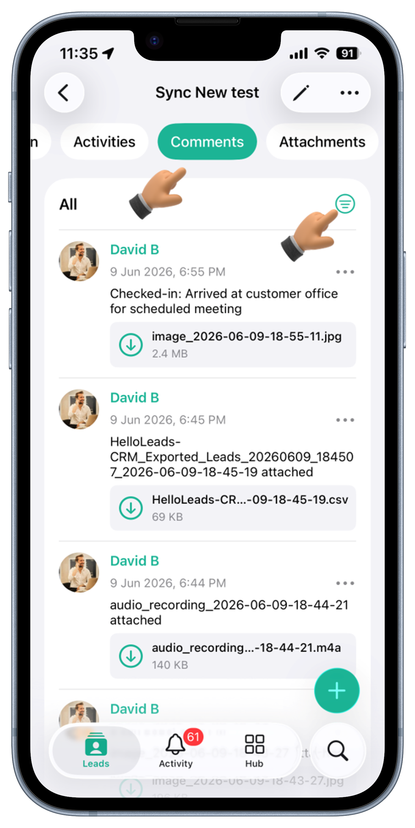 Leads Screen View 1