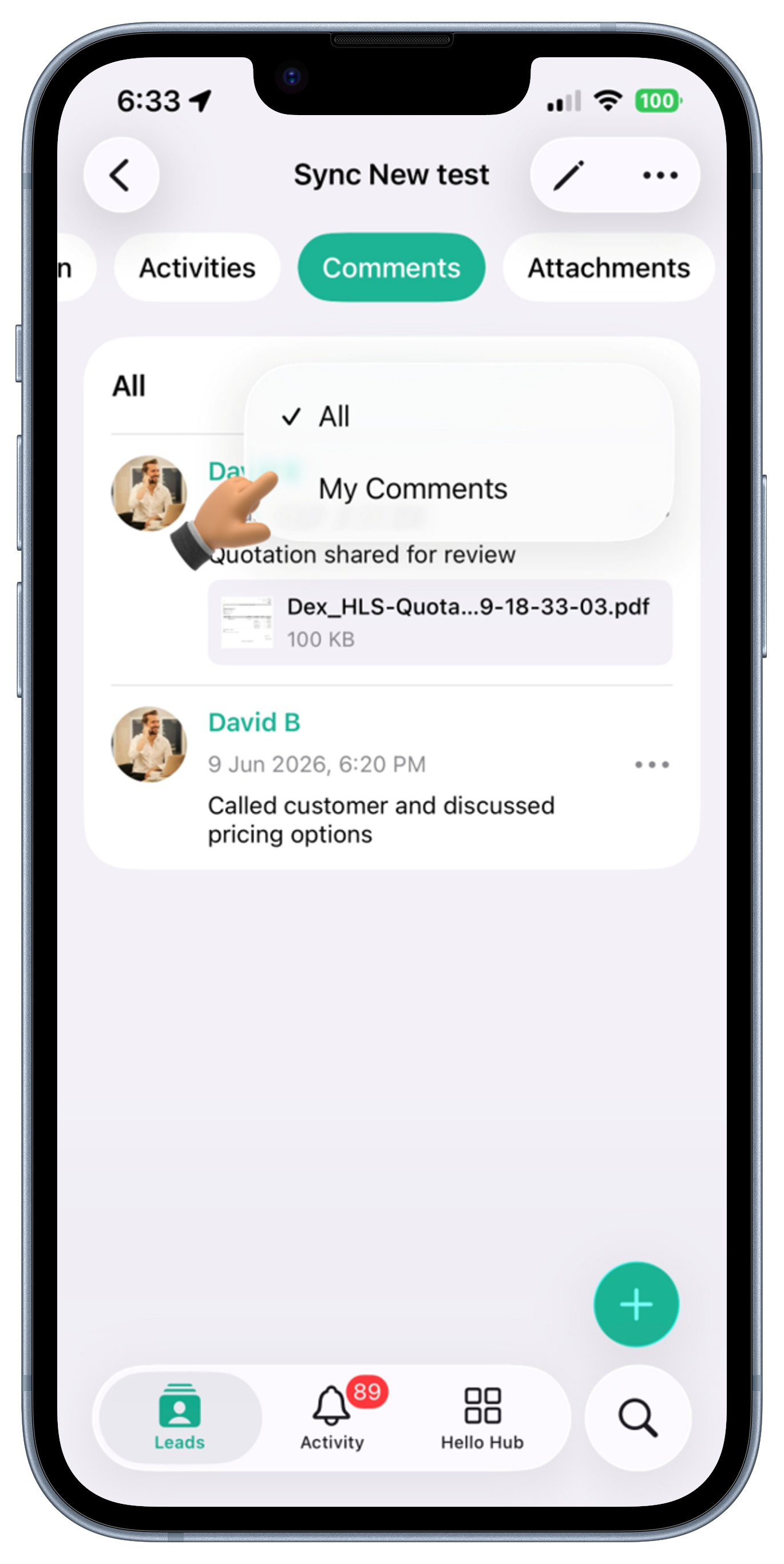 Leads Screen View 2
