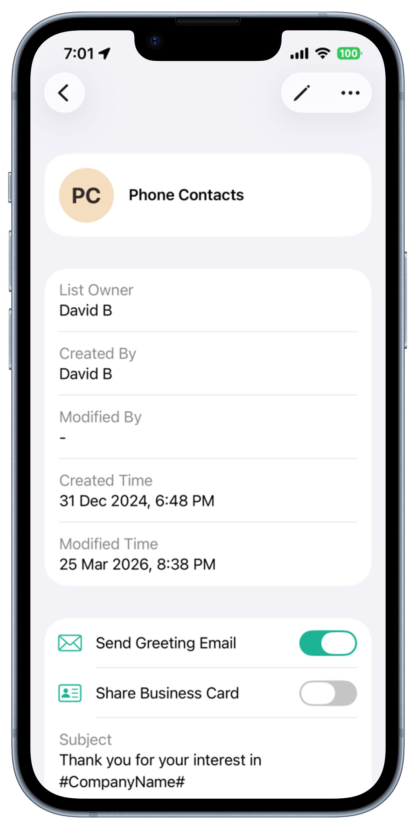 Leads Screen View 2