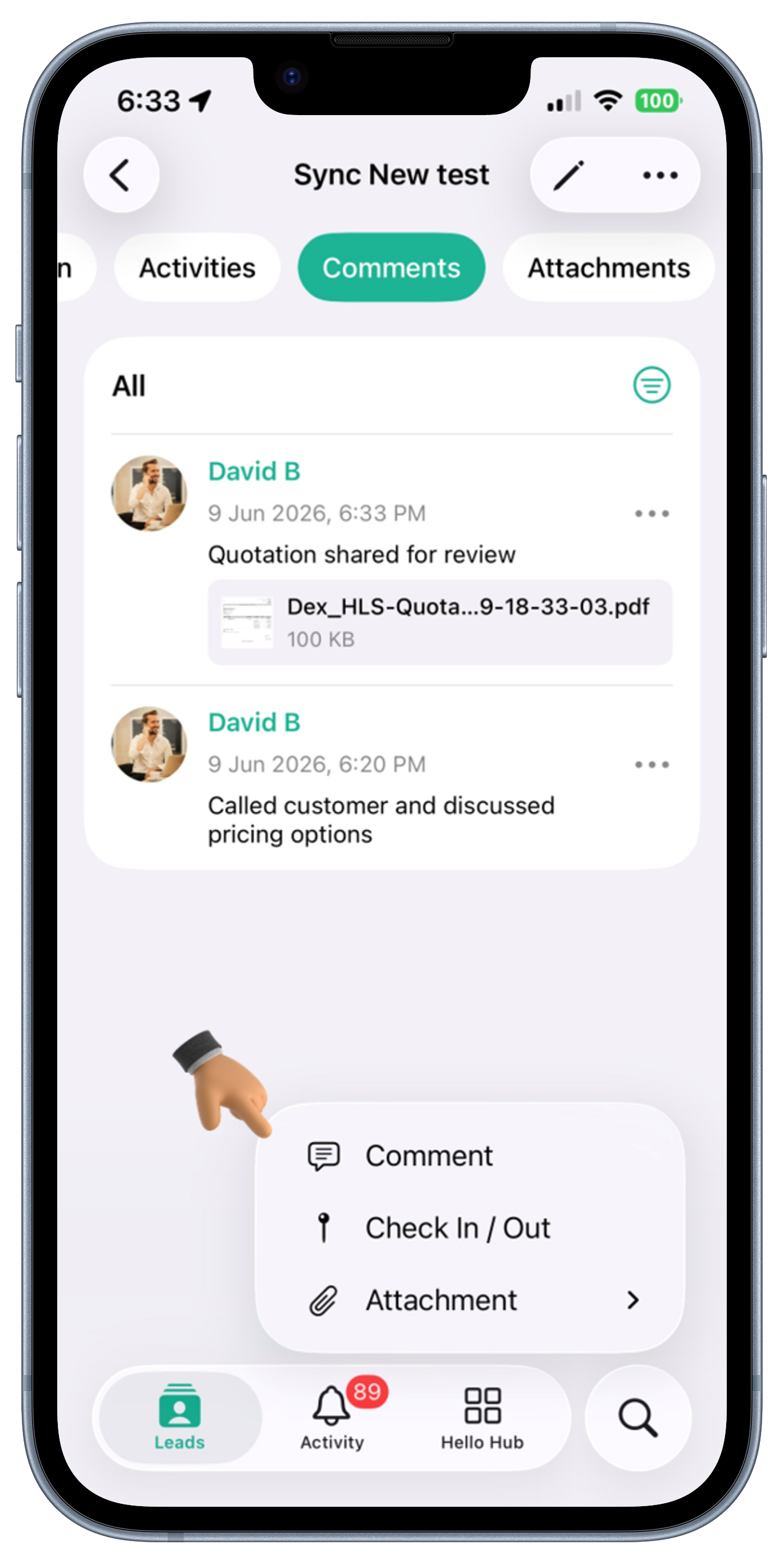 Leads Screen View 2