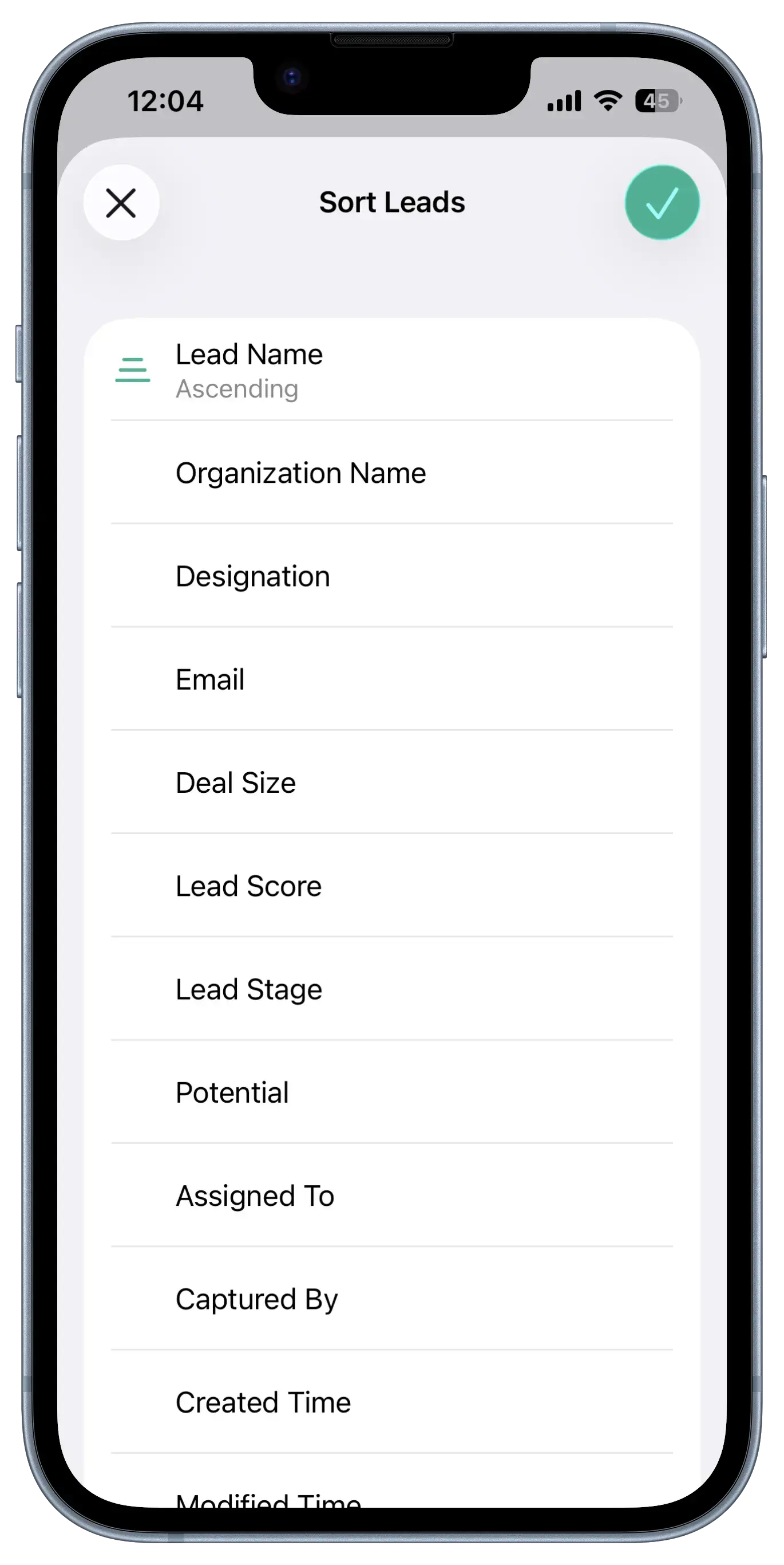Leads Screen View 2