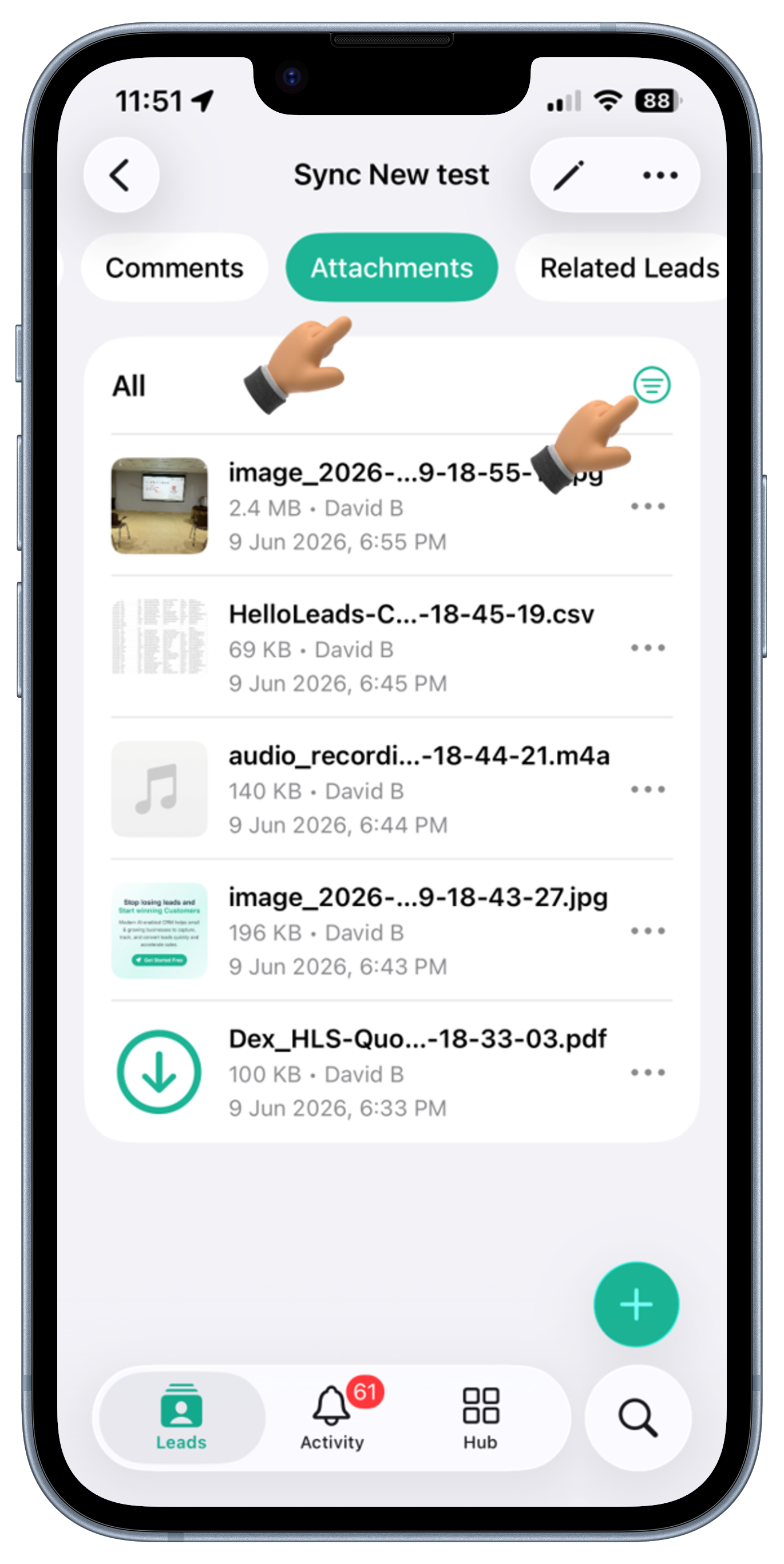 Leads Screen View 1