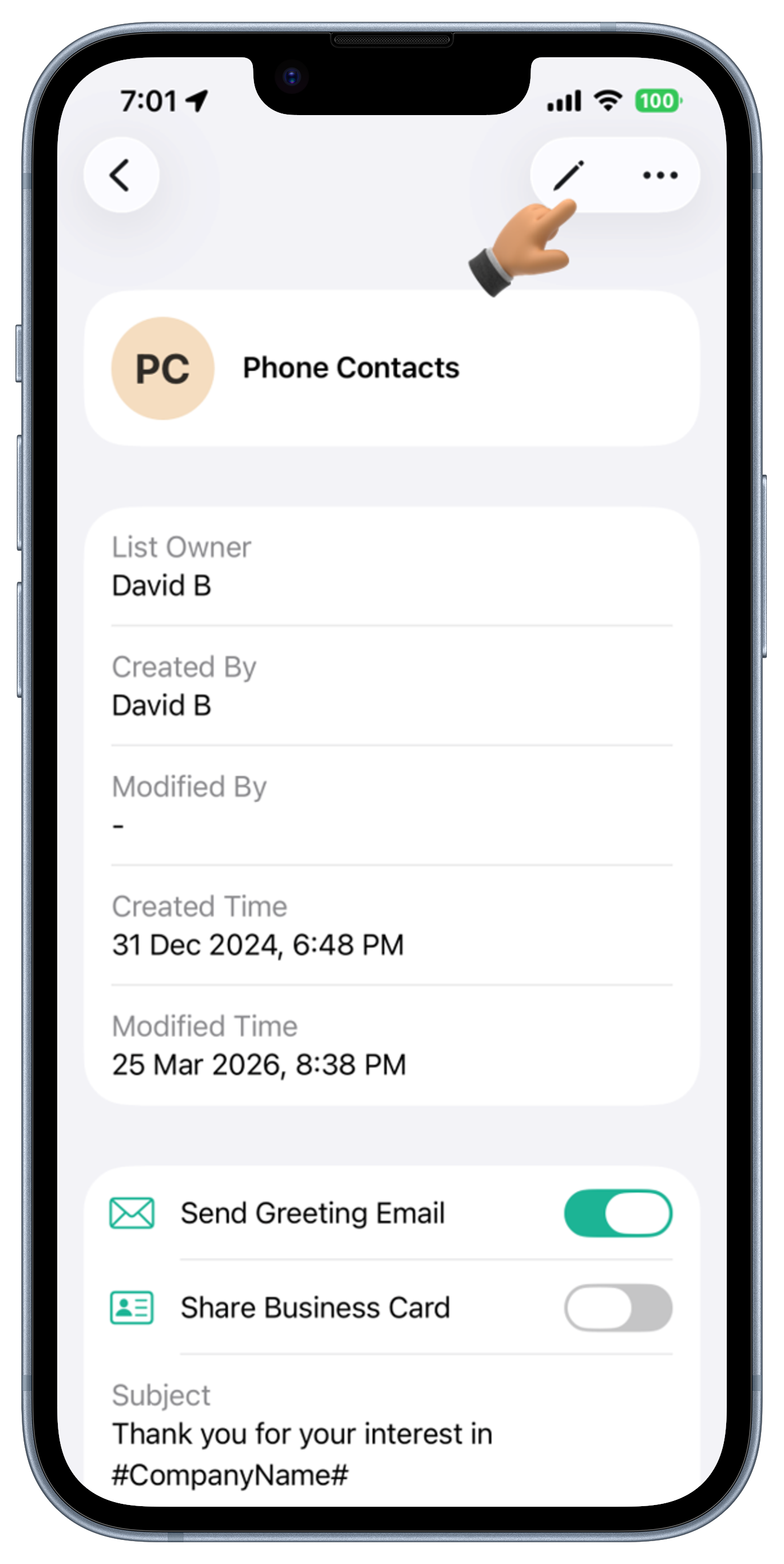 Leads Screen View 1