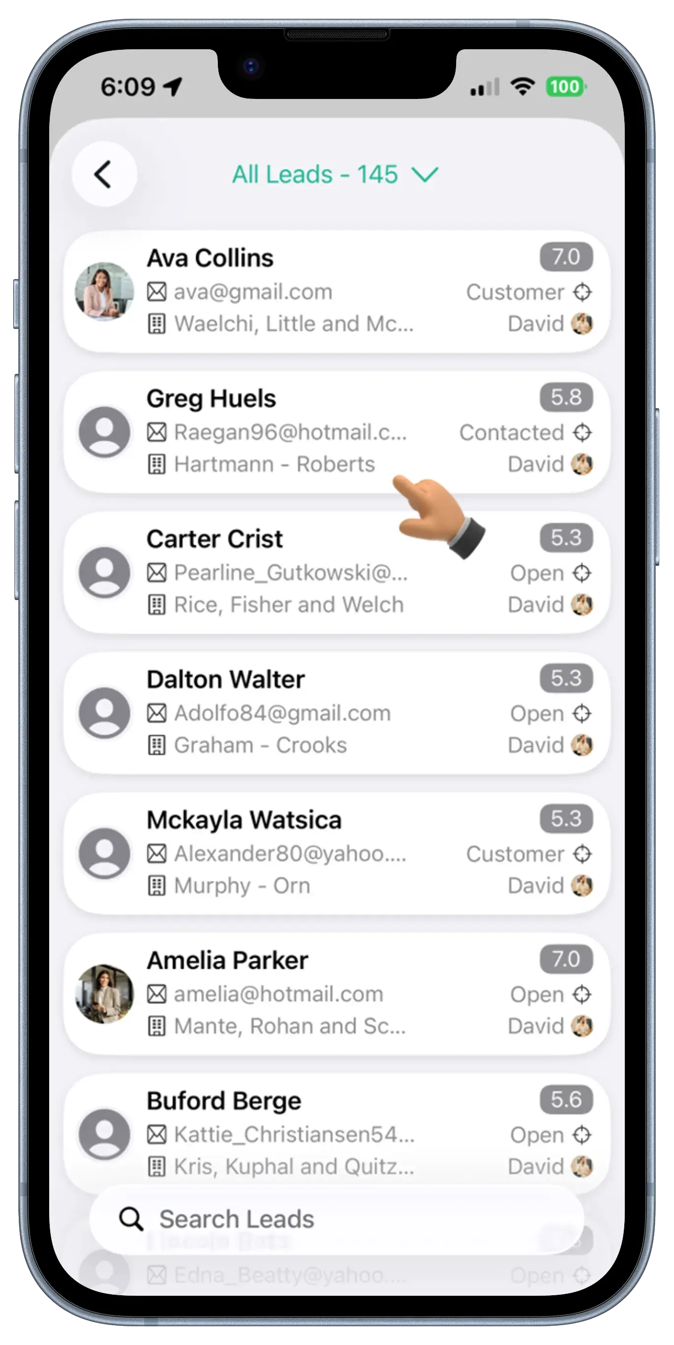 Leads Screen View 2