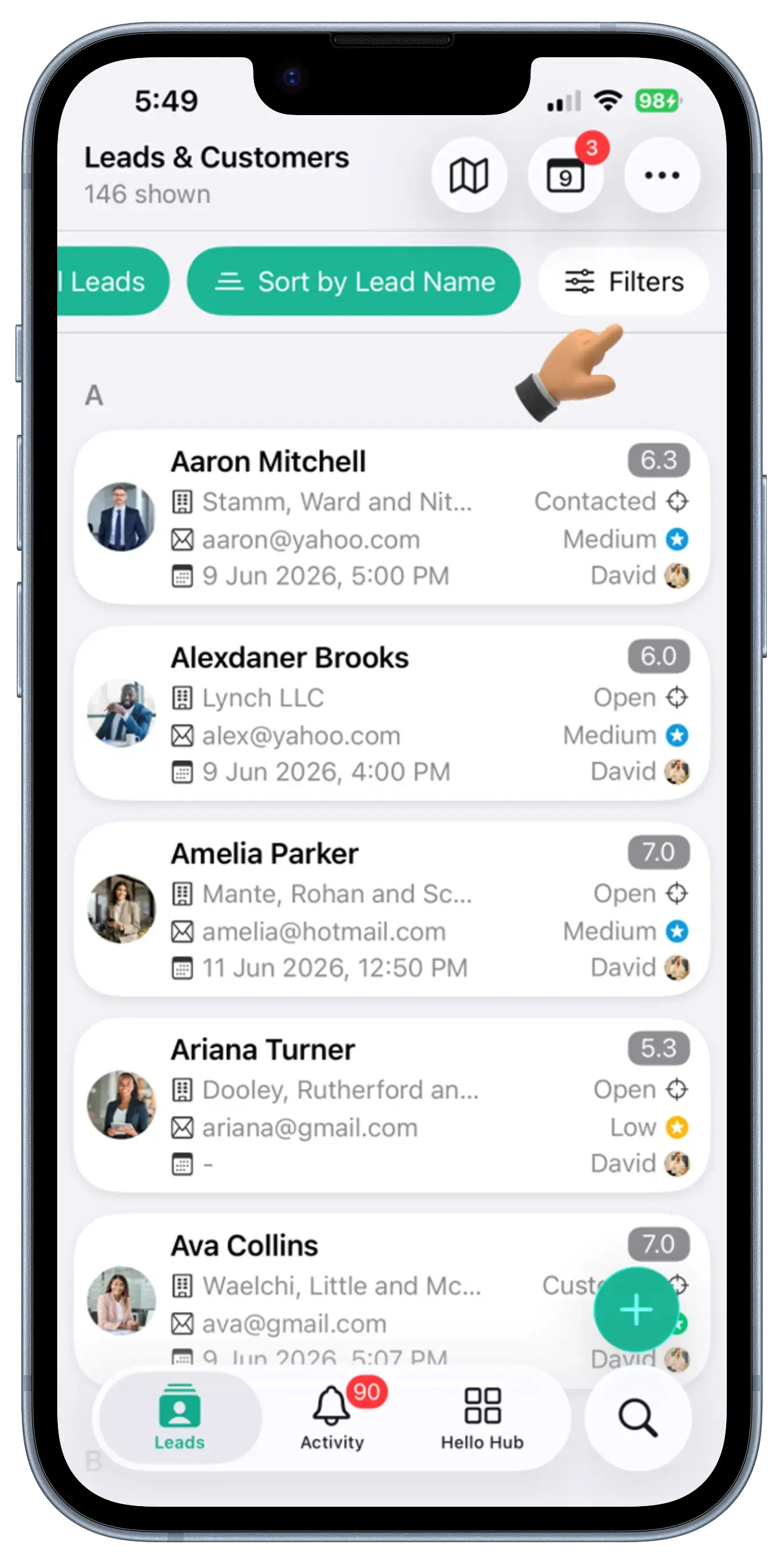 Leads Screen View 1