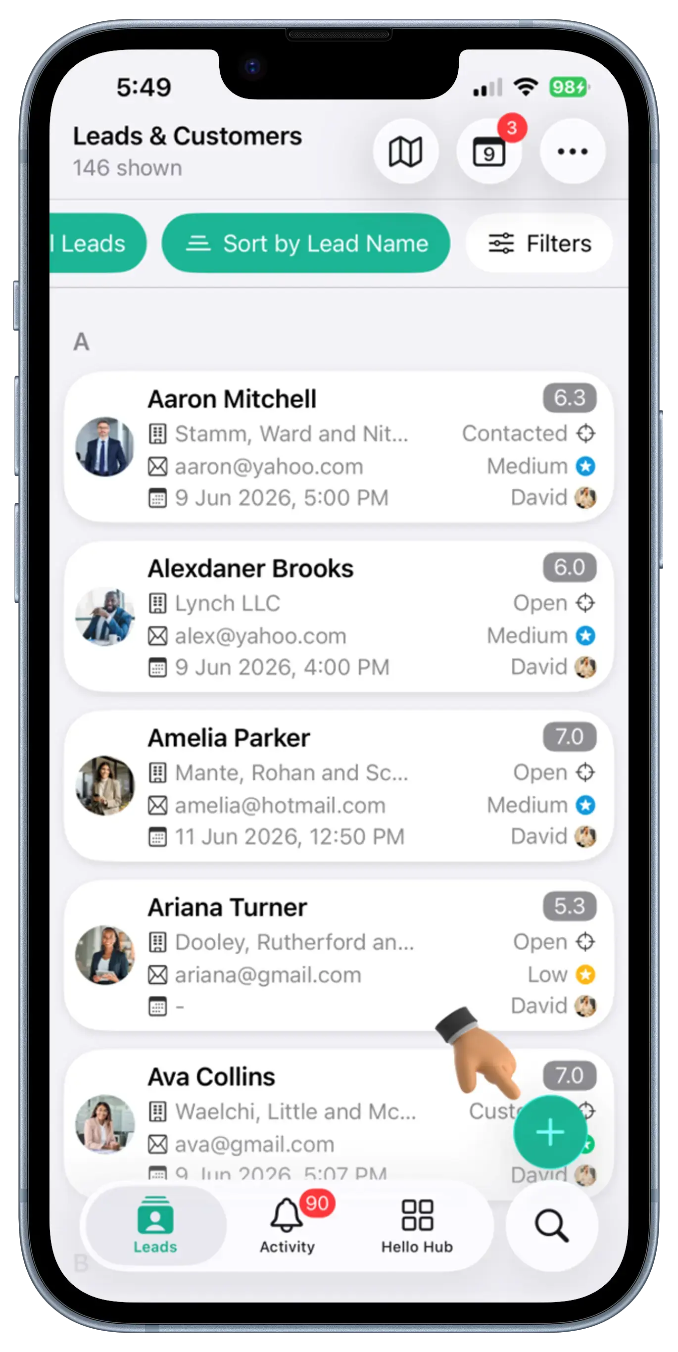 Leads Screen View 1
