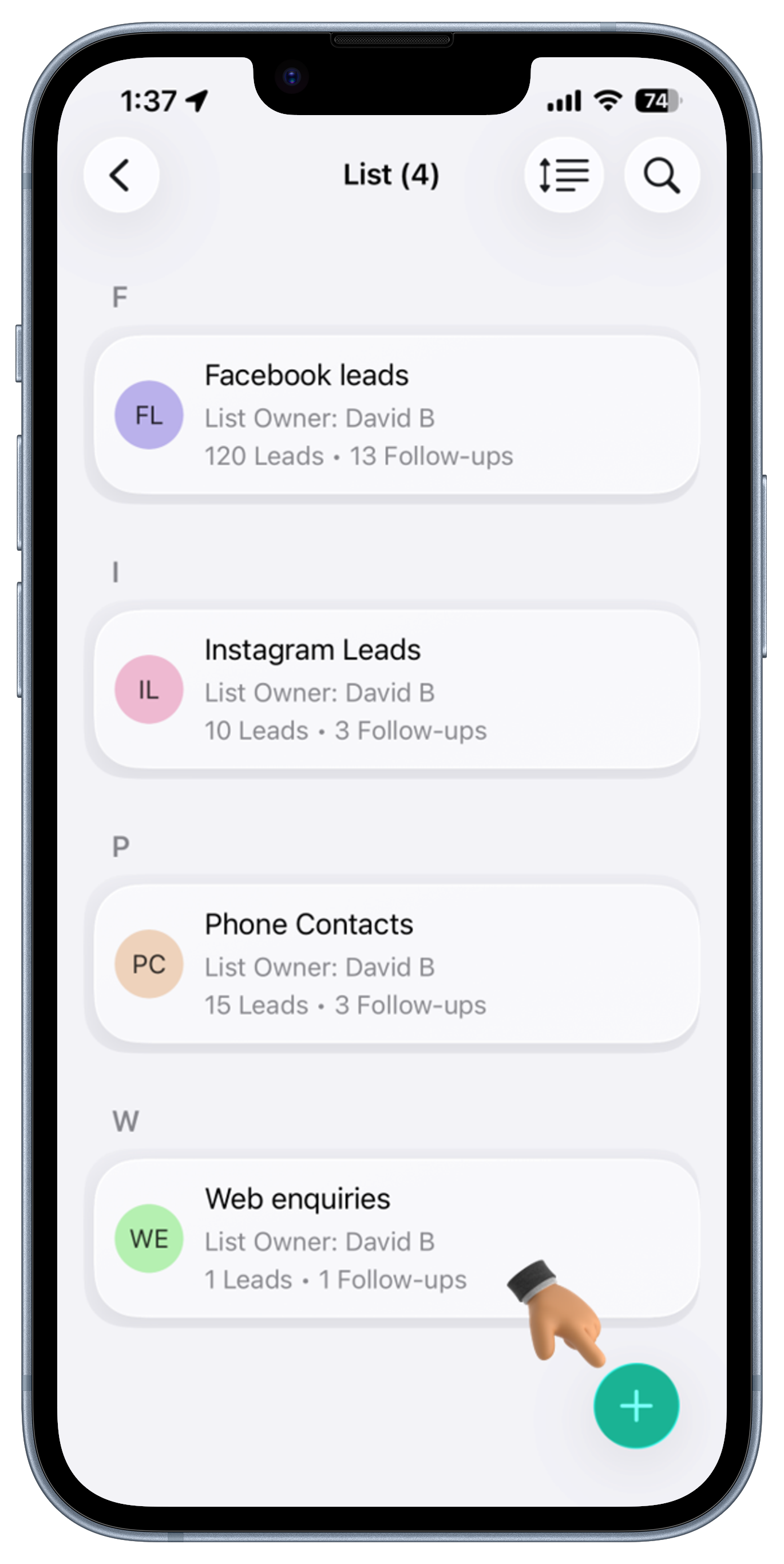 Leads Screen View 1