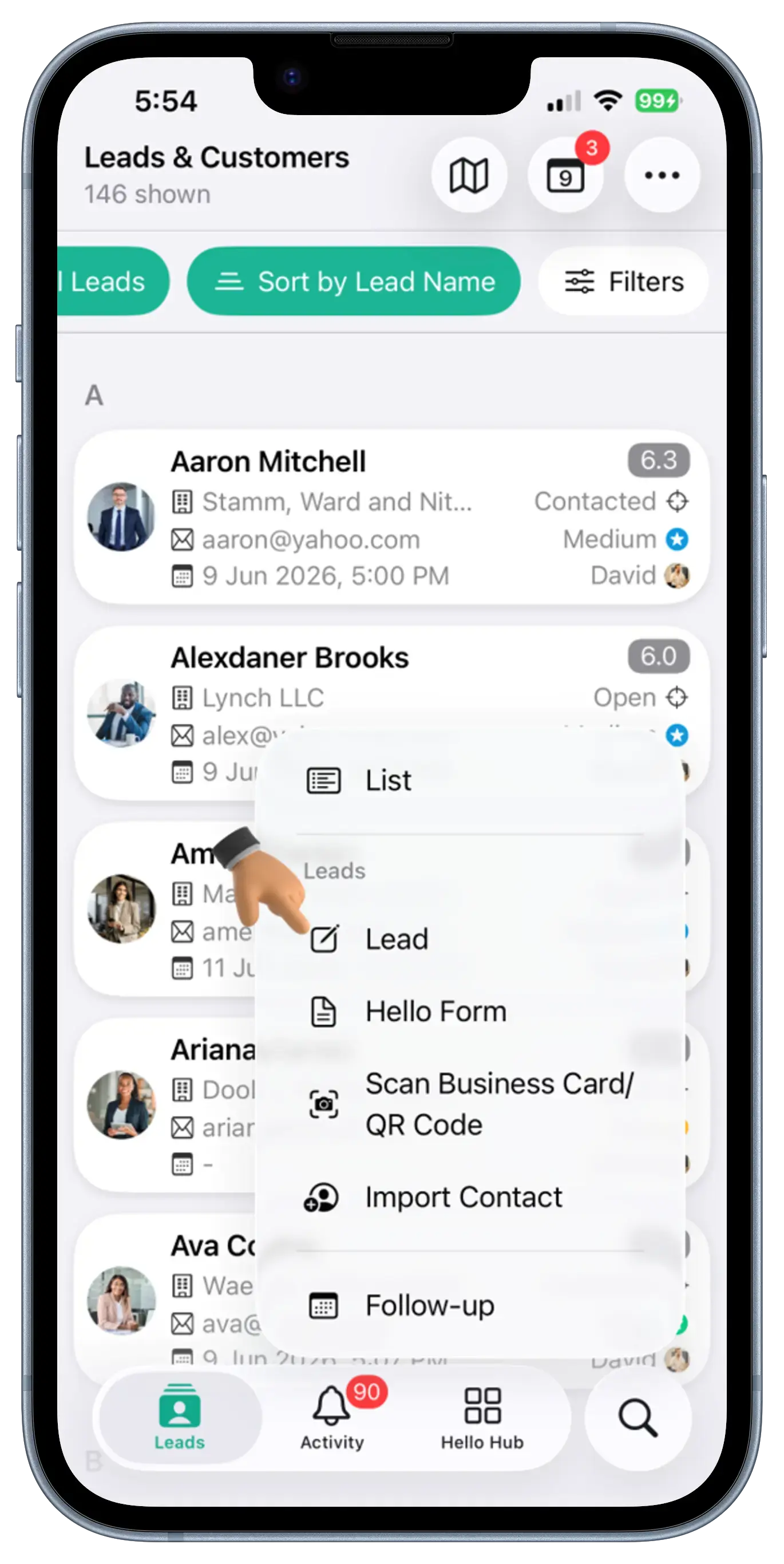 Leads Screen View 2