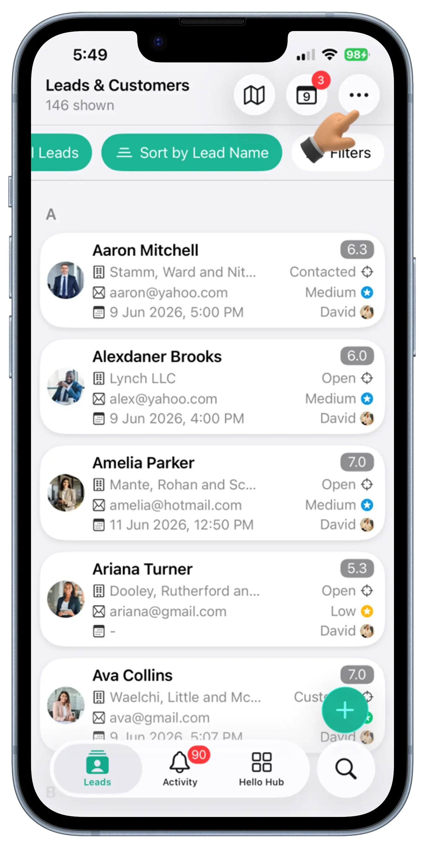 Leads Screen View 1