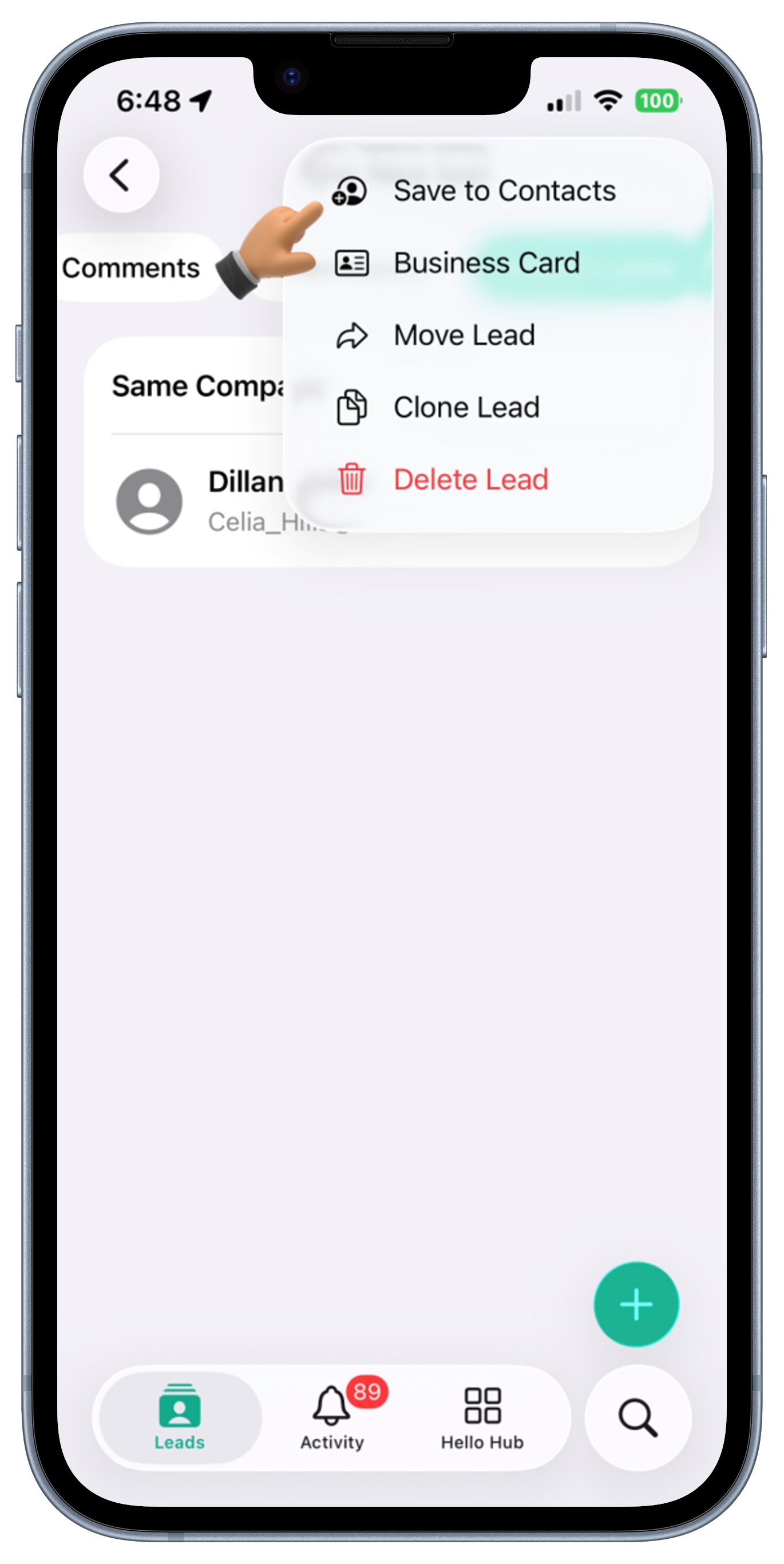 Leads Screen View 2
