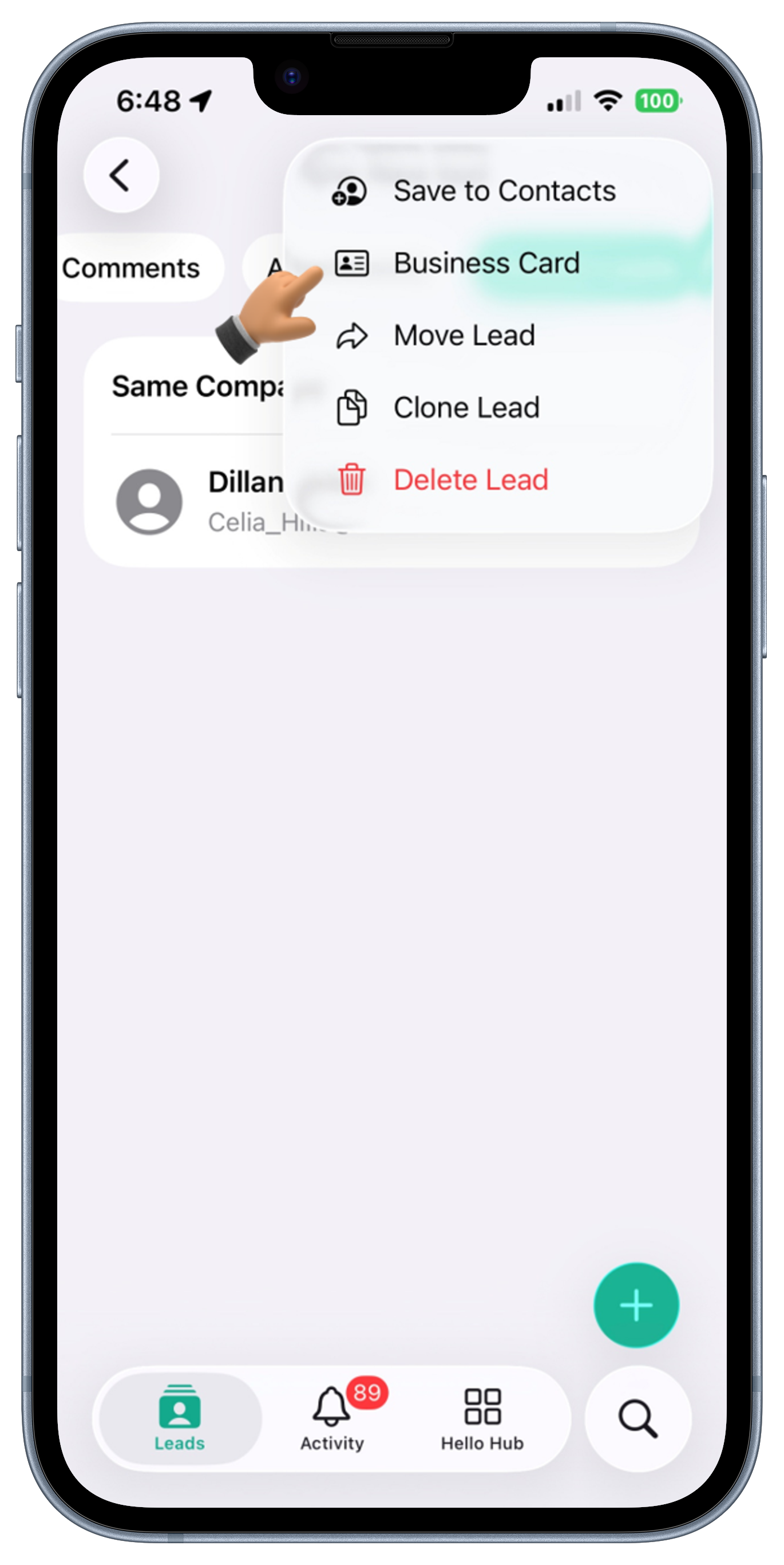 Leads Screen View 2