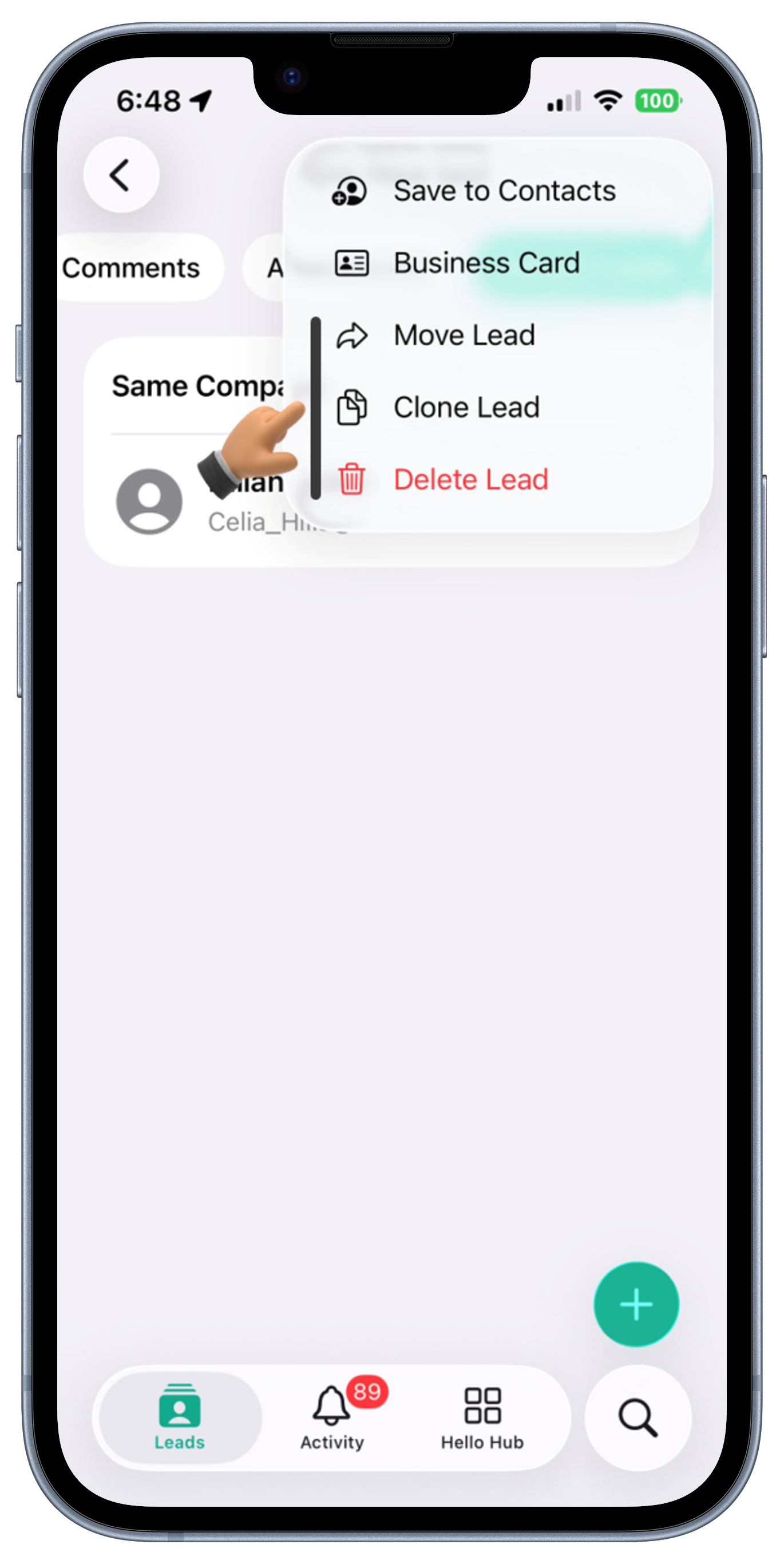 Leads Screen View 2