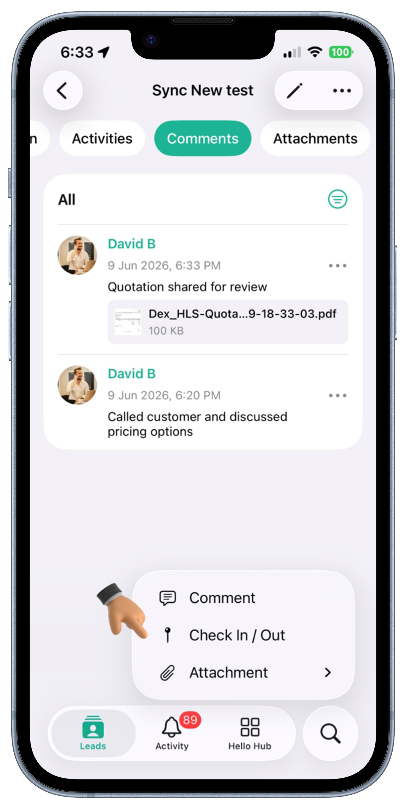 Leads Screen View 1